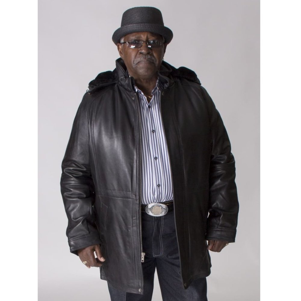 Black Lamb Leather 34” Zip Jacket with Zip Off Hood